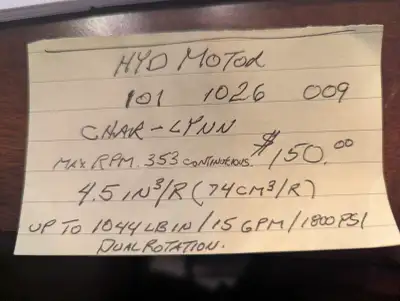 Char-Lynn Hydraulic motor all specs found in photo's information can be found on Char-Lynn website