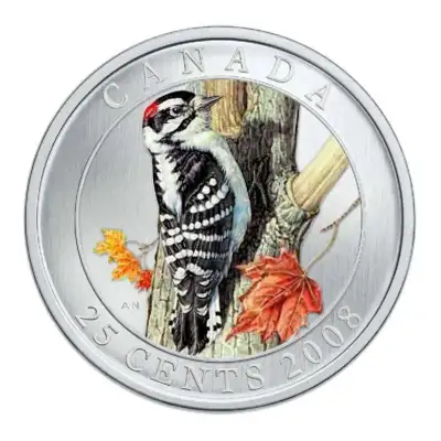 2008 25¢ Downy Woodpecker Coloured Coin $90., View more