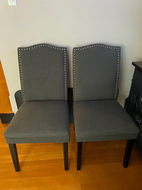CANVAS Regent Stud Upholstered Dining Chairs w/ Solid Wood Legs