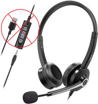 Headset w/ Mic, 3.5mm Jack Headphones w/ Noise Cancelling Mic
