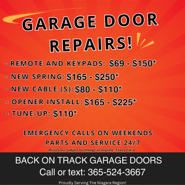 Garage door repair and service in Garage Doors & Openers in St. Catharines