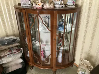 VINTAGE ORNATE WALNUT CHINA CABINET. 317, View more