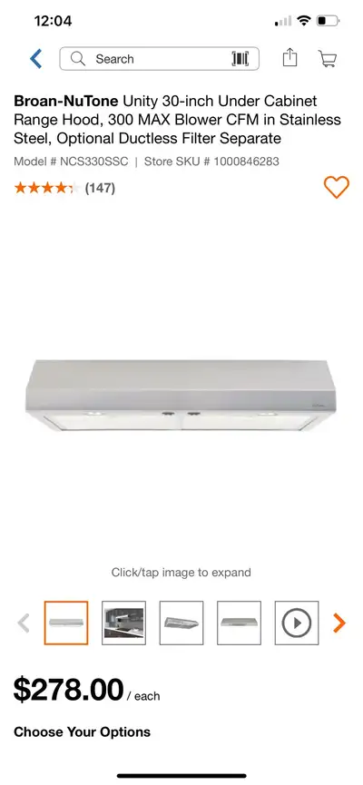 Broan-NuTone Unity 30-inch Under Cabinet Range Hood, 300 CFM, View more