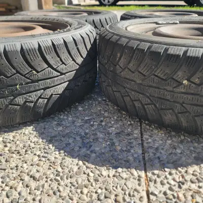 Winter Tires on Rims 205/55R16 (5 Bolt Selling a clean set of used winter tires on steel rims – all...
