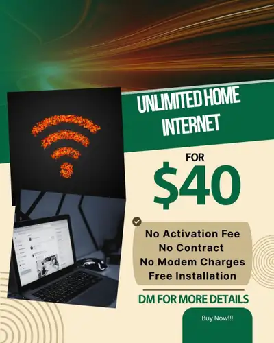 Unlimited Home internet In just $39 DM ME FOR MORE INFO ( BOOK NOW)