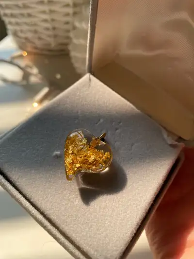 Floating Gold Flakes Heart Shaped Pendant , View more