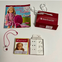 AMERICAN GIRL BRAND 18” doll earrings, hair styling book,