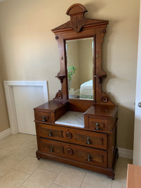 Dresser (solid wood with mirror, antique)