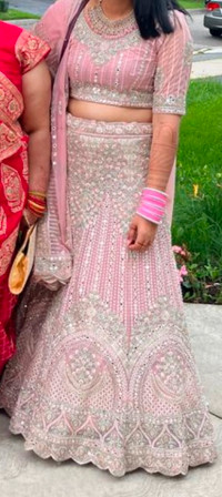 Detailed light pink Ghagra Choli