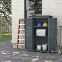 Outdoor Garden Shed, Wooden Tool Storage Shed, 3-Tier Shelves, A
