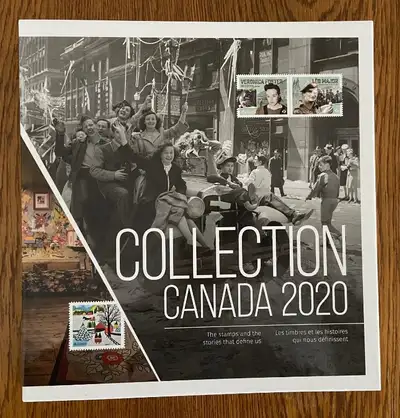 The annual collection includes the album with description of all stamps issued in the year, a hingel...