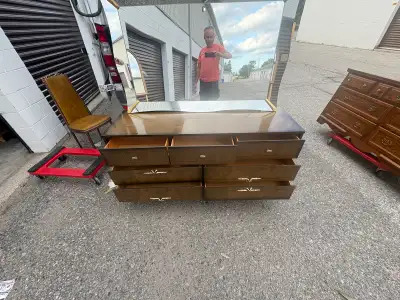 Free delivery used Vintage Wood Dresser with Mirror, View more