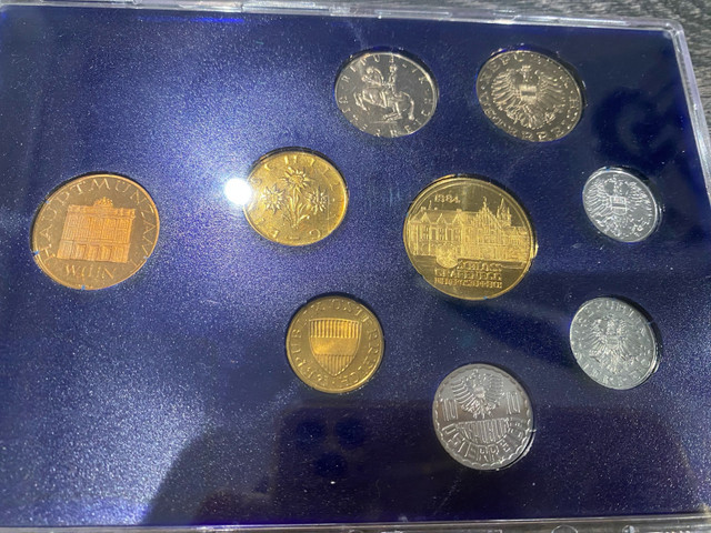 New AUSTRIA,  SET 2 GROSCHEN - 20 SCHILLING 1984 8 Proof Coins  in Arts & Collectibles in Markham / York Region - Image 3