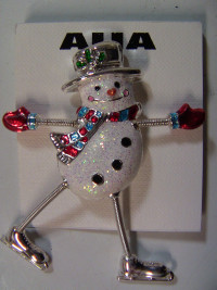 ALIA Skating Snowman epoxy pin Jewelry