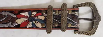 LEATHER BELT - WESTERN MOTIF - Made in Italy / CEINTURE EN CURE, View more