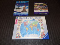 Puzzles - World Map, Empire State Building, Village Painting