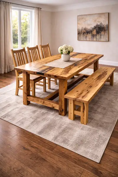 Solid Wood Rustic Farmhouse Dining Set – Handcrafted, View more