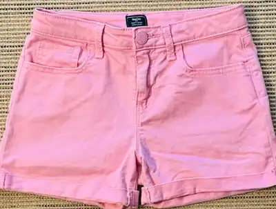 GAP KIDS, Denim Shorts. Pink. Zipper fly. Button top. Adjustable waistband. 2 pockets in front. Coin...