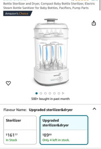 Bottle Sterilizer and Dryer, Compact Baby Bottle Sterilizer, Ele