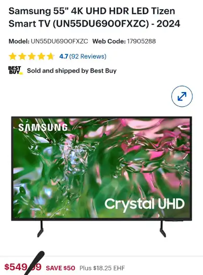 New & new open box Samsung 32" 43'' 50" 55" Smart tv's & 4k Crystal UHD Smart TV. 32" Model -- 32M45...