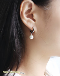 Pearl CZ Hoop Earrings