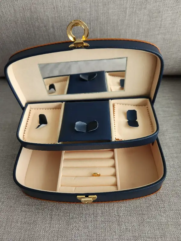 New, Jewelry Cox Case, Navy Ble