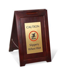 Caution Slippery When Wet Wooden A-Frame Standing Floor Sign, 2-
