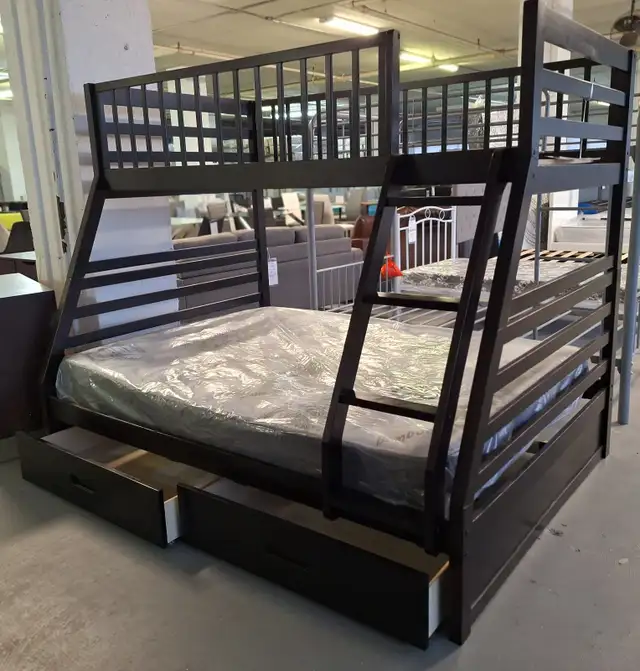 Lit Superposé B-117-Simple-Double  (Blanc, Gris , Expresso) !!! in Beds & Mattresses in City of Montréal - Image 9