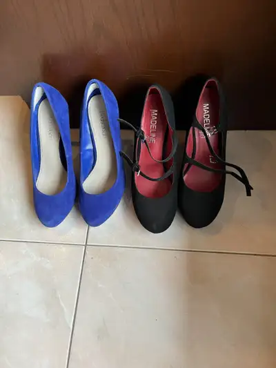 MADELINE (7.5) - escarpins en velours noir, talons aiguille de 4 3/4 po -Neuf- servi une seule soiré...