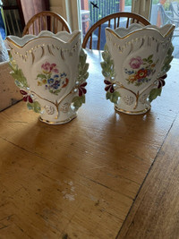Collectable Antique Hand Painted Matching Vases