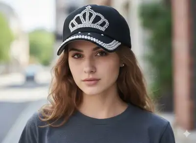 Adjustable Women’s Sparkle Bling Rhinestone Baseball Cap, View more