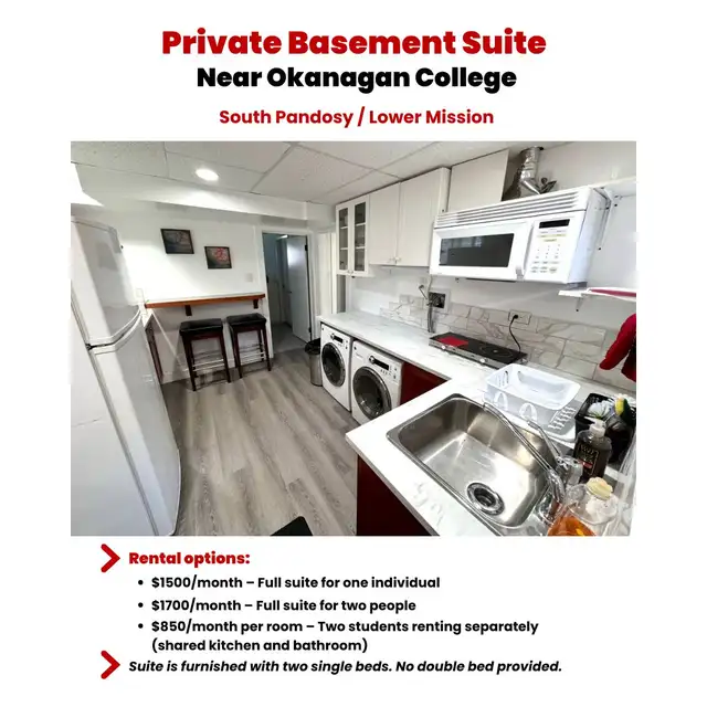Private Basement Suite Near OC in Long Term Rentals in Kelowna - Image 2