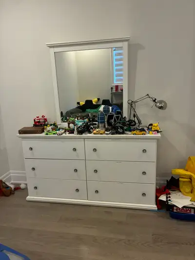 White 6-Drawer Dresser with Mirror, View more