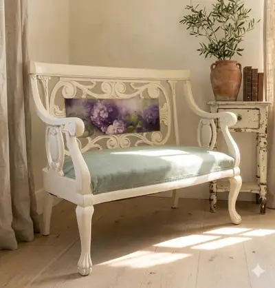 Refinished AntiqueEuropean Settee, Entry Bench Late 1800's, View more