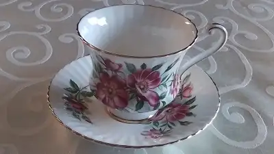 PARAGON FINE BONE CHINA CUP SAUCER - PINK WILD ROSES, ENGLAND, View more