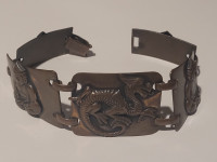 Vintage Solid Copper Linked 5 Plate Bracelet