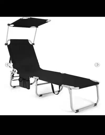 Adjustable Outdoor Beach Patio Pool Recliner with Sun Shade-Blac, View more