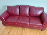 Faux leather Couch, Love Seat, & Chair with set of covers