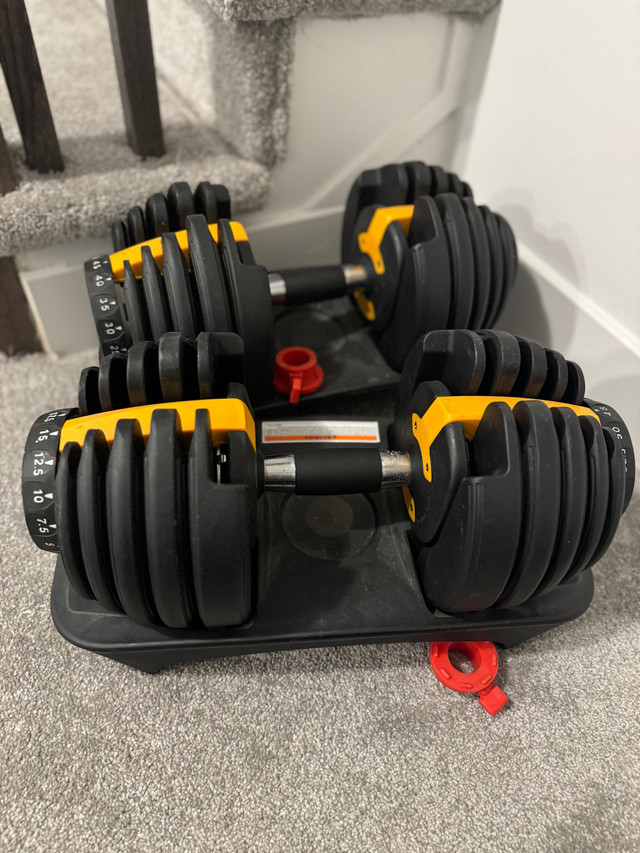Adjustable dumbbells and bench , barely used  in Exercise Equipment in Ottawa - Image 2