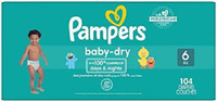 NEW Pampers Baby Dry Diapers Size 6 104 Count