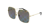 Brand New Gucci GG0414S Gold/Grey Monogram Mirrored Sunglasses