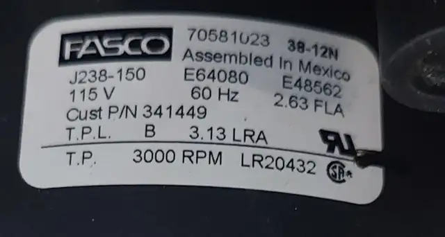 FASCO Draft Inducer Motor – Model 70581023 (J238-150) - M 164 in Heating, Cooling & Air in City of Toronto - Image 6