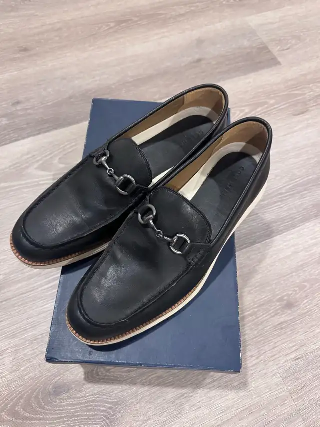 COLE HAAN Mens 11.5 ORIGINAL GRAND Loafer Black/Ivory EUC