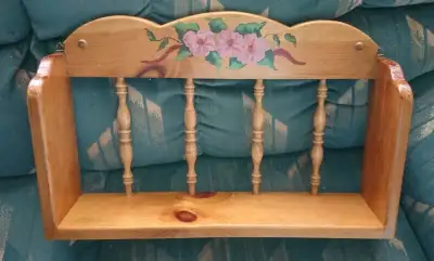 Vintage Decorative Wooden Hand Painted Shelf, View more