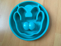 Plat (bol) ralentisseur pour chien à haut rebords, turquoise