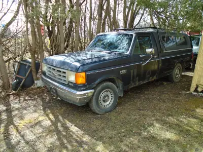 Rusty 89 Ford F150. Motor and transmission sold. Was a 300 six with 5 speed manual transmission. Sti...
