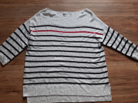 Women's white top w/black & red stripes (size XL - fits Large)