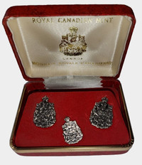 Vintage Royal Canadian Mint Sterling Silver Cufflinks & Tie Pin