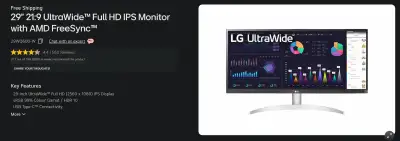 Moving Sale - ️ LG 29” 21:9 UltraWide Full HD IPS Monitor, View more