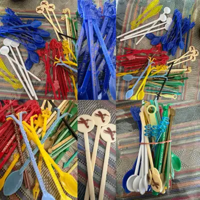 Lot of Collectables Vintage Cocktail Swizzle Stir Sticks variety stirrer Price is for all 60 East Re...
